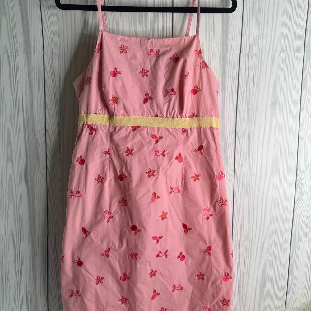 VTG Lilly Pulitzer White Label Size 10 Women’s Pink Yellow Cherry Kayla Dress